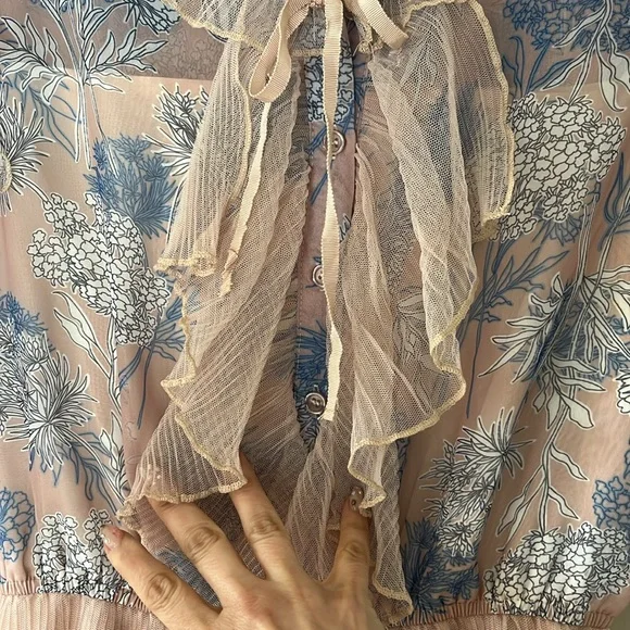 Chicwish- Floral Pleated Dress With Ruffle Detail - L - Picture 8 of 15